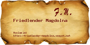 Friedlender Magdolna névjegykártya